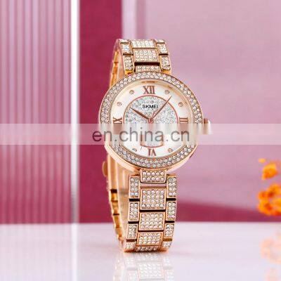 Factory Direct Sales Skmei 1739 Stainless Steeel Diamond Women Wrist Watches Lady Female Clock