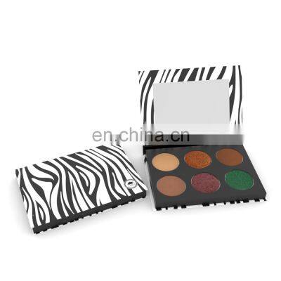 Custom Shape Zebra Grain Eyeshadow Palette 6 Hole Makeup Palette Cardboard Cosmetic Package Oem