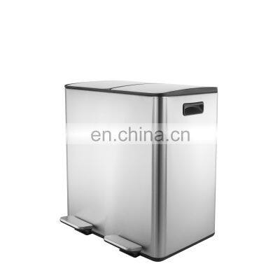 40L stainless steel Indoor rectangular garbage bin stainless steel recycling with soft close