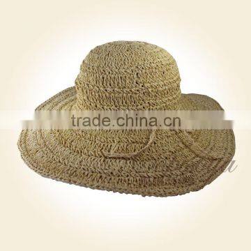 big brim golden yarn crochet hat