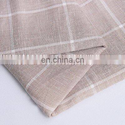 Stock Yarn Dyed Weave Suit Garments Fabric Cotton Linen Plaid Blend Fabric photo-5