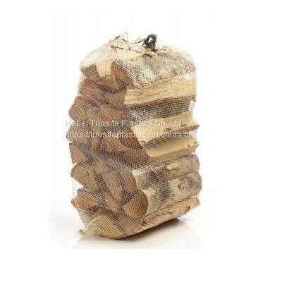Plastic Tubular Woven Sack Bag for Firewood Drawstring Sack Packing Mesh Bag photo-3