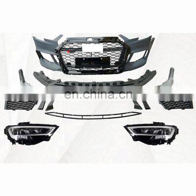 RS3  LOOKING FRONT BUMPER COMPLETE S3 BODY KIT FIT FOR A3 2017 2018 2019 auto  spare parts cars accessories factory supplier