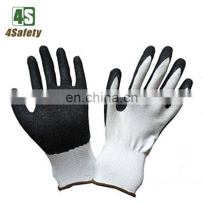 4SAFETY 13G POLYESTER NYLON LATEX CRINKLE COATED KNIT PROTECTIVE GLOVES