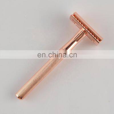 High quality women rose gold customized metal traditional double edge blades men shaver gift safety razor shave best