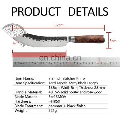 Forged Kitchen Knife Hammered Stainless Steel Outdoor Fish Deboning Segmentation Butcher Knife With Double Steel Head Chef Knife photo-5