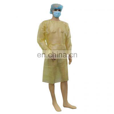 Deming Manufacturer Nonwoven Personal Protective Medical Disposable Isolation Gown PP PE SMS with Rib Cuff