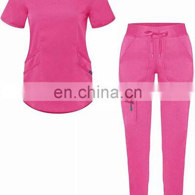 Customized Women Hospital Nursing Scrubs Suit Uniforms Women Short Sleeve Medical Scrubs Sets photo-5