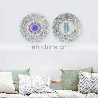 NEw Design Handwoven Woven Seagrass Basket Wall Decor Weave Straw Placemat With Printing Wood Art Decor Placemat Wholesale