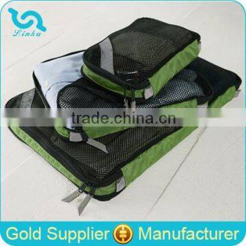 Lightweight Green Ripstop Nylon Packing Cubes Set 3 Pcs Set Double-Sided Travel Packing Cubes Set