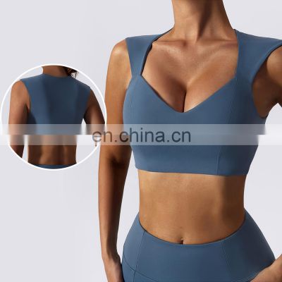 High Impact Recycled Sports Bras Custom Women Sleeveless Yoga Four Way Stretch Tank Tops