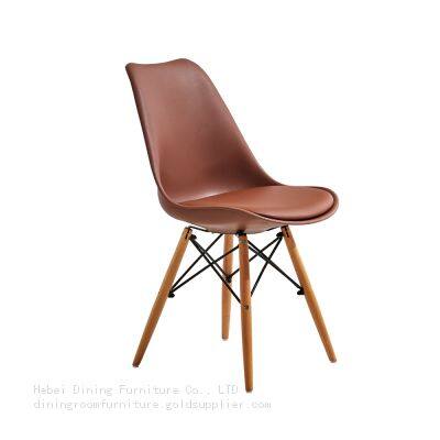 Plastic Dining Chair Metal Cross Fixed Wooden Legs DC-P03A