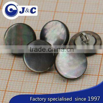Nature Black Pearl Shell Button With Metal Parts