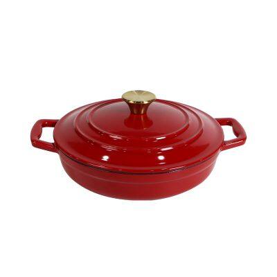 Cast Iron Enamel Casserole Cookware Soup and Stock Shallow Seafood Cooking Pot