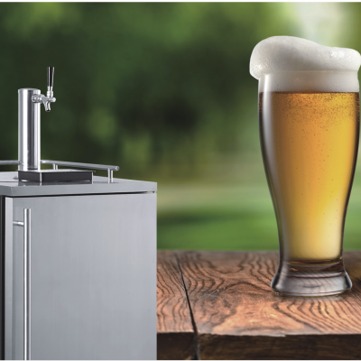 Kegerator- 163L, indoor or outdoor, LED display, Stainless Steel and reversible door