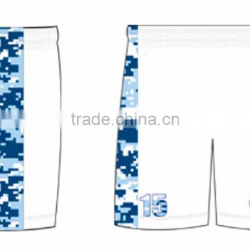 Fashion design blue camo sublimated lacrosse shorts for men