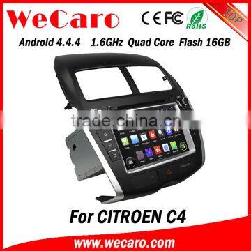 Top Version Android 4.4.4 car dvd 1024 * 600 car gps navigation for citroen c4 android 16GB Flash