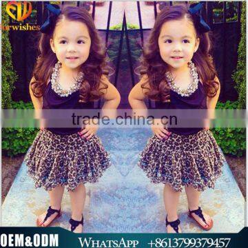 2016 Summer Kids Clothing Design European Style Leopard Kids Clothing Sets
