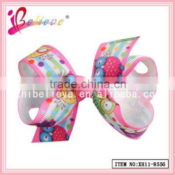 Handmade 3" ribbon bow hair clip,printed colourful girls hair bow accessories