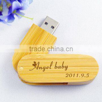 Oval Twist USB Flash Drive Wood Bamboo Finish 8gb