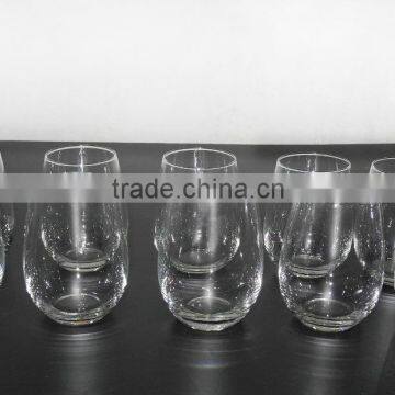 Clear stemless wine glasses; Hand-made glass cup for wine , water and juice; Glassware for tabletop