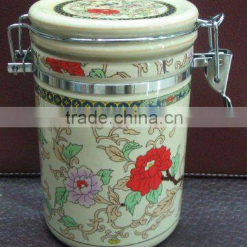 hot sell sealed cans white ceramic storage jar tea canister