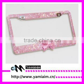 Pricess pink bow tie attchment diamond License Plate Frame Car accessories Auto OEM Cute