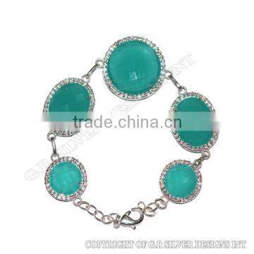 aqua chalcedony bracelet,gemstone bracelet designs,silver bracelet chain,sterling silver fashion jewelry wholesale