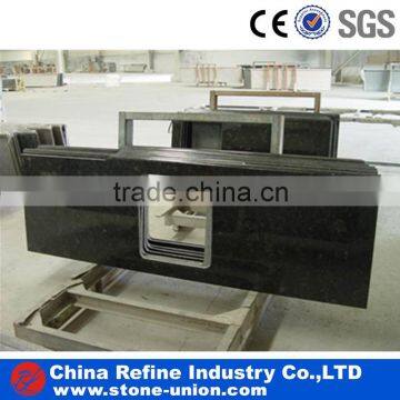 Black granite countertop polished surface