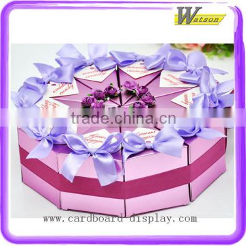 Special Design Cake Shape Triangle Bowknot Wedding Candy Packaging Paper Box