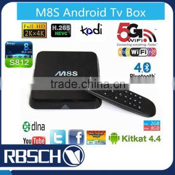 Google android 4.4 M8S TV BOX Quad core Amlogic S812 4K*2K Smart Android TV BOX