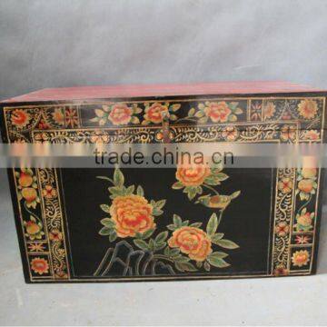 chinese antique floral wooden chest