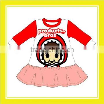 2016 Hot Sell Product Bros Baby Rinne 100% Cotton Red Pink Clothing Dress