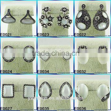 Plated Silver Pearl Ring Rhinestone Rings Big Opal Ring R797 photo-5