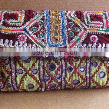 Beautiful Vintage Banjara clutch bag ethnic gypsy tribal bohemian mirror work embroidery