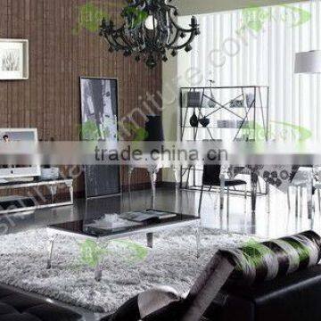 Antique stainless steel temper glass living room furniture set