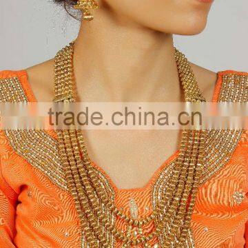 Ethnic Indian Jewellery Bollywood Long Necklace Earrings Royal Set photo-2