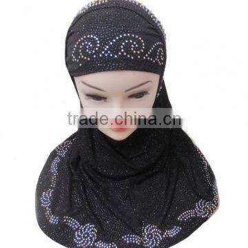 New arrival black plain crystal islamic muslim scarves