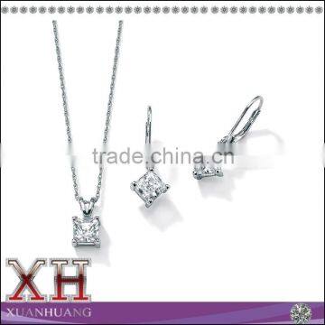 Shinning 925 Silver CZ Earrings Silver Diamond Necklaces Jewellery Set