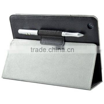 Business type Genuine Leather Case for mini ipad with pen loops