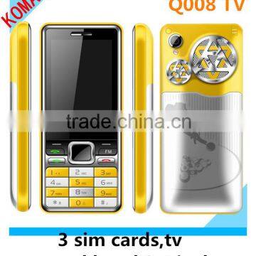 KOMAY Q008 2.4inch 3 sim cheap Quad band metal cheap mobile phone