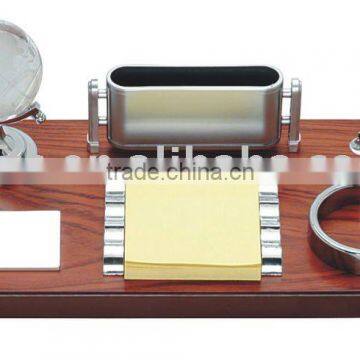 wooden desktop set,globe&ball,name card case,notepad,sign pen