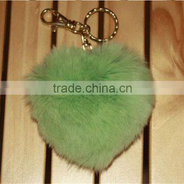 2016 New Fashion Heart Shape Geniune Rabbit Fur Ball Keyrings Fur Accessori photo-5
