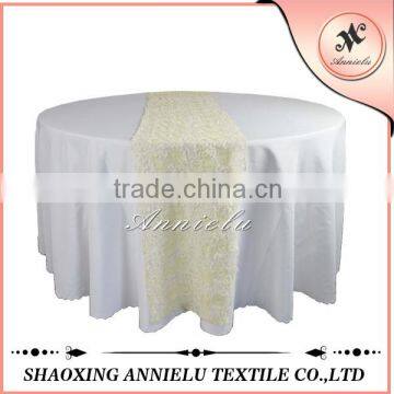 Fancy ivory ribbon chiffon linen table runner size