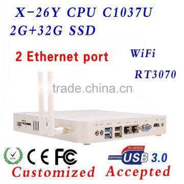 X-26Y MINI PC with 2 RJ-45 multi user network computing terminal ,C1037u small pc ,X86 Desktop Computer .!!