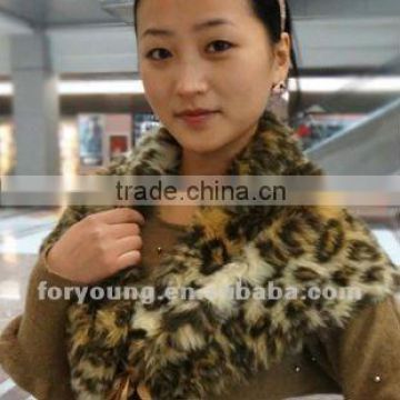 leopard print mink fur shawl fur hooded scarf