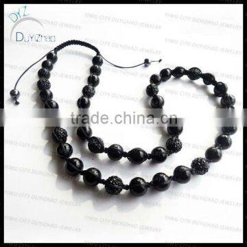 Wholesale 30" long 12mm black shamballa necklace