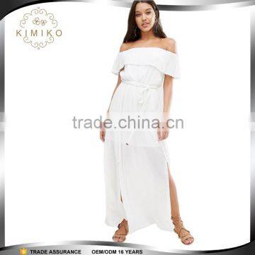 Alibaba Express White Offer Shoulder Maxi Dresses For Ladies China Manufacture