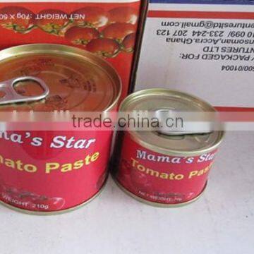 210gram Lithographic Tinned Tomato Paste in can