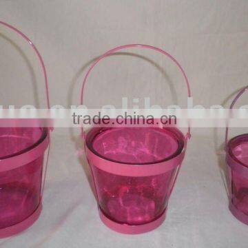 glass pot with iron stand;glass flower pot;flower pot